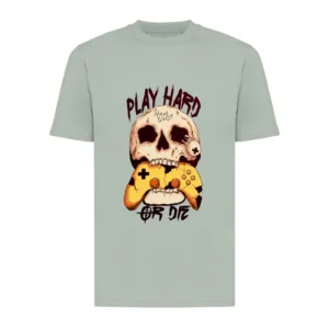 Organska unisex majica - Play Hard, maslinasta